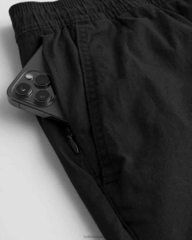 Bottoms Hollister Men Twill Jogger Shorts 7\\ 488201134 Black